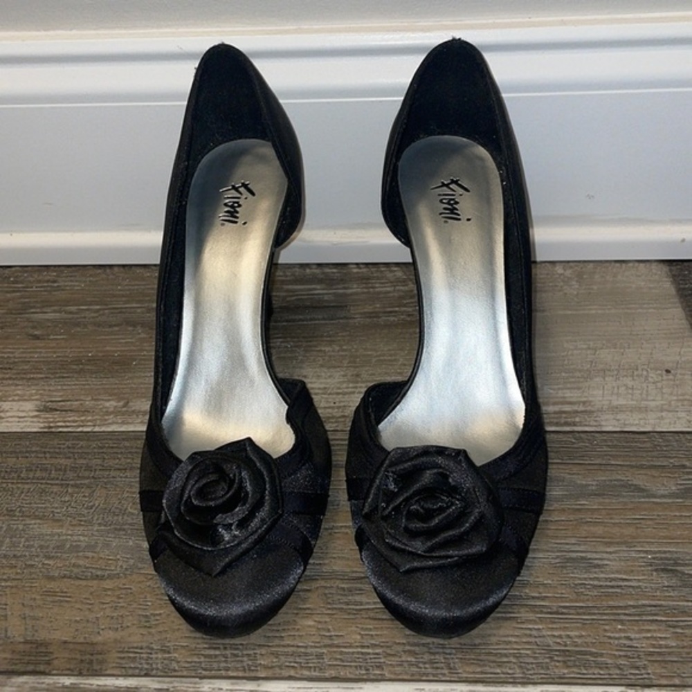 Womens Embellished Bow Front Black High Heels